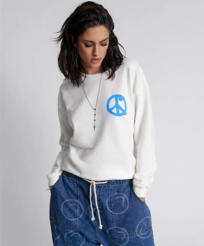 Women One Teaspoon Hoodies And Sweats GET PHYSICAL PEACE SWEATER Women One Teaspoon Hoodies And Sweats GET PHYSICAL PEACE SWEATER