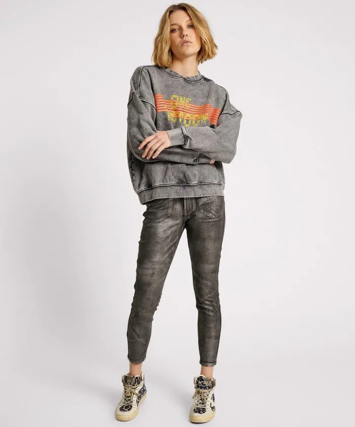 Women One Teaspoon Hoodies And Sweats GOTHIC STUDDED RETRO SWEATER Women One Teaspoon Hoodies And Sweats GOTHIC STUDDED RETRO SWEATER
