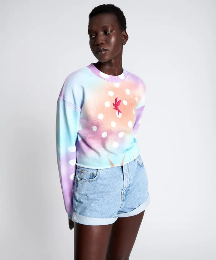Women One Teaspoon Hoodies And Sweats GRAFFITI TIE DYE CROPPED SWEAT Women One Teaspoon Hoodies And Sweats GRAFFITI TIE DYE CROPPED SWEAT