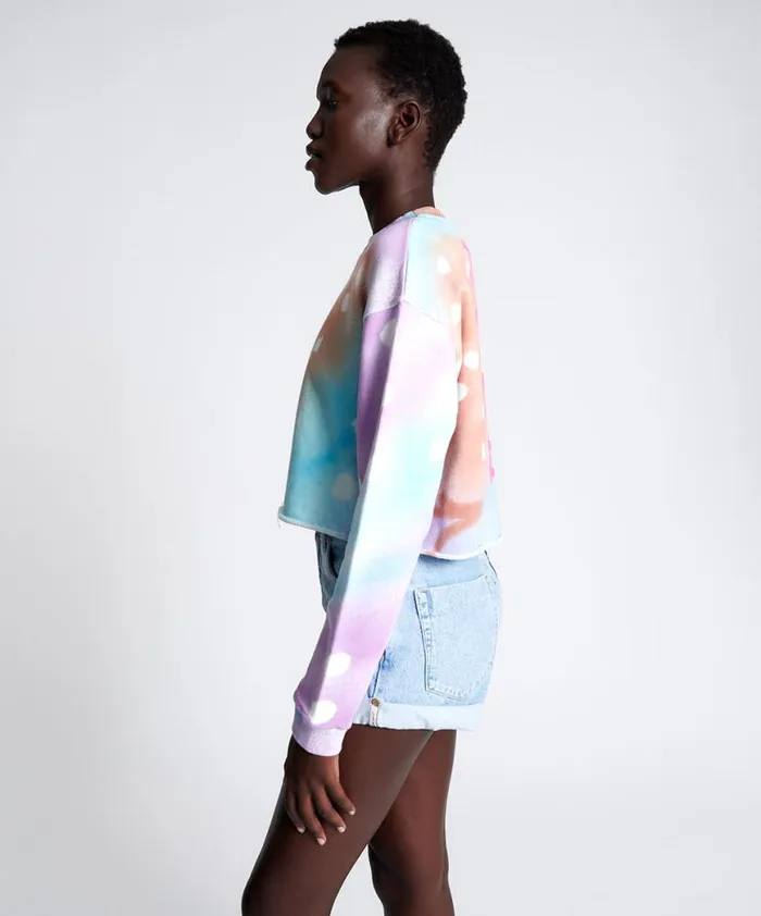 Women One Teaspoon Hoodies And Sweats GRAFFITI TIE DYE CROPPED SWEAT Women One Teaspoon Hoodies And Sweats GRAFFITI TIE DYE CROPPED SWEAT