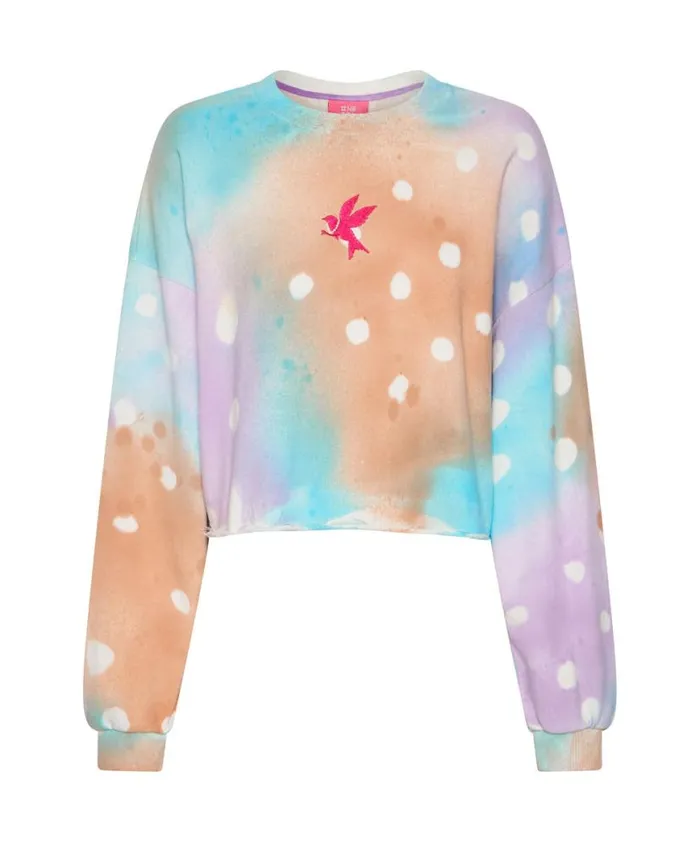 Women One Teaspoon Hoodies And Sweats GRAFFITI TIE DYE CROPPED SWEAT Women One Teaspoon Hoodies And Sweats GRAFFITI TIE DYE CROPPED SWEAT