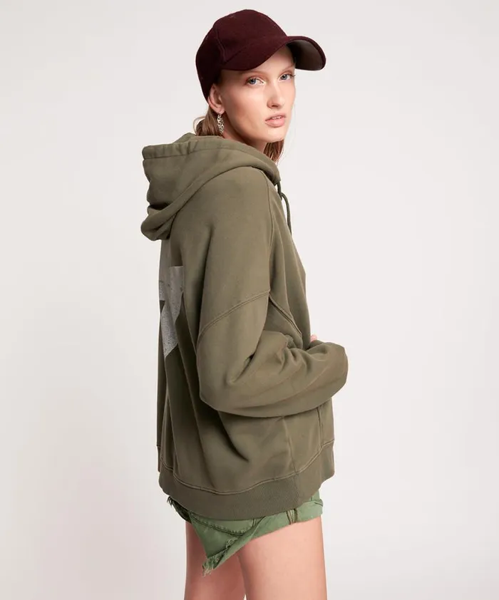 Women One Teaspoon Hoodies And Sweats LIGHTNING BOLT KHAKI BATWING HOODY Women One Teaspoon Hoodies And Sweats LIGHTNING BOLT KHAKI BATWING HOODY