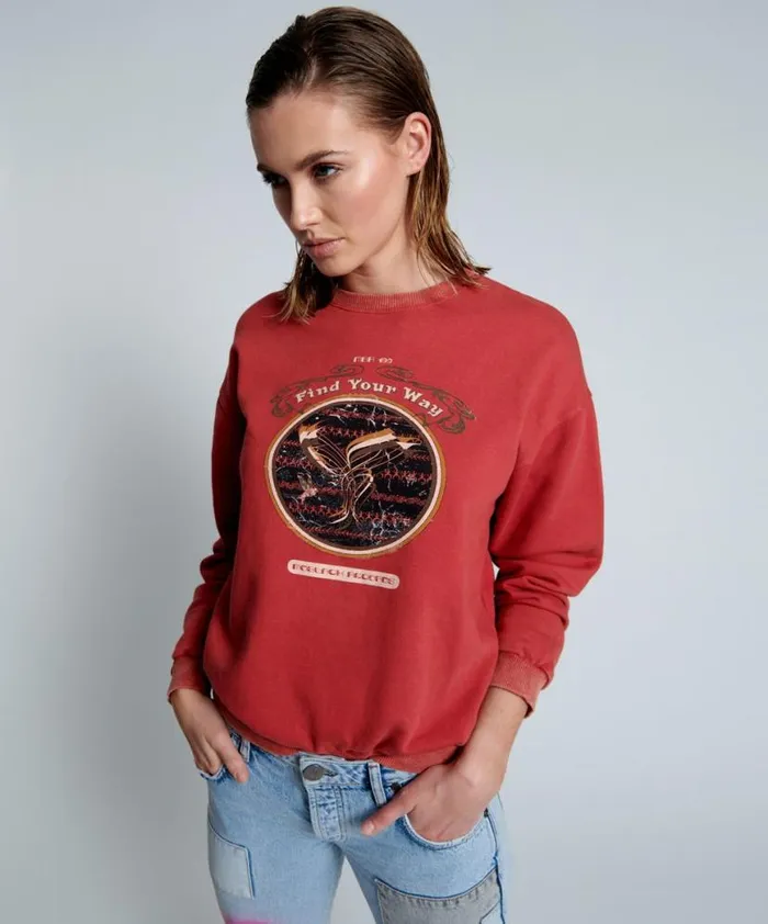 Women One Teaspoon Hoodies And Sweats MOBLACK FIND YOUR WAY UNISEX SWEATER