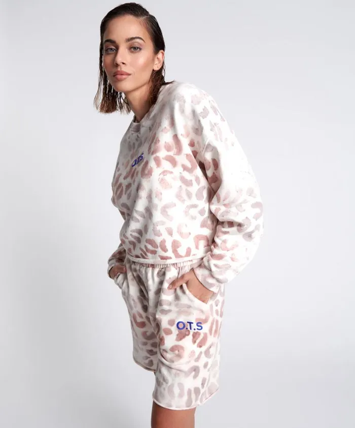 Women One Teaspoon Hoodies And Sweats OTS COMMUTER CROP SWEATER PINK Women One Teaspoon Hoodies And Sweats OTS COMMUTER CROP SWEATER PINK