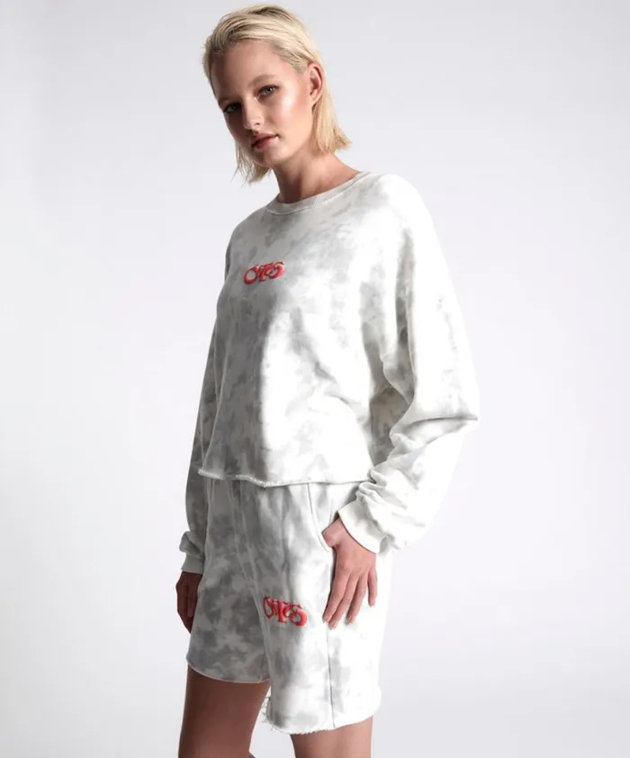 Women One Teaspoon Hoodies And Sweats OTS COMMUTER CROP SWEATER WHITE Women One Teaspoon Hoodies And Sweats OTS COMMUTER CROP SWEATER WHITE