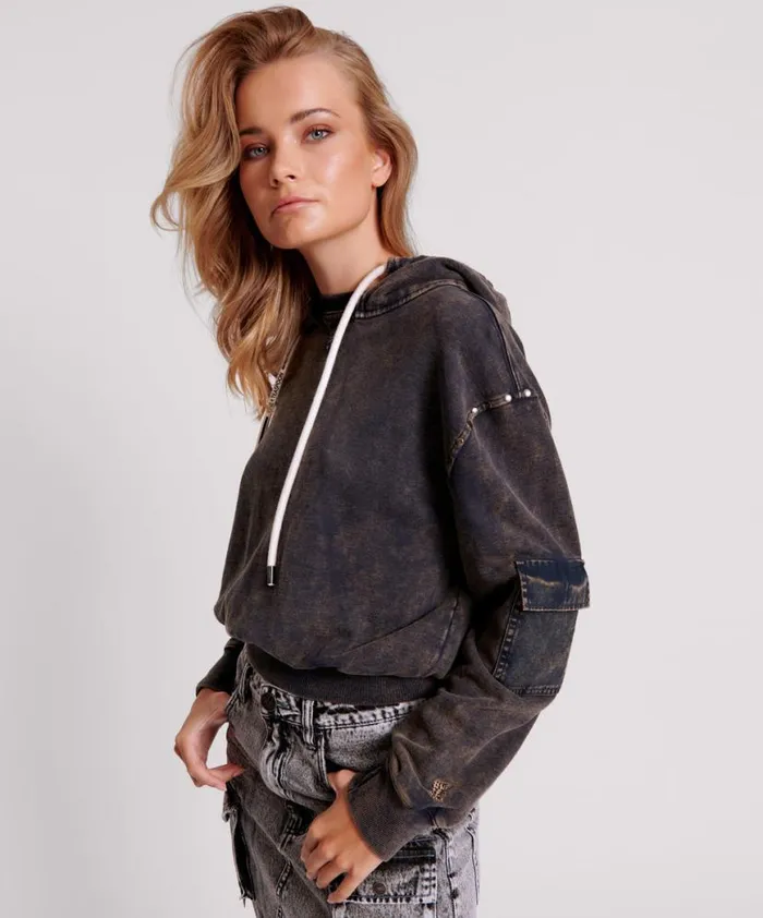 Women One Teaspoon Hoodies And Sweats OTS MIDNIGHT RUST CARGO STUDDED ADVENTURE HOODY Women One Teaspoon Hoodies And Sweats OTS MIDNIGHT RUST CARGO STUDDED ADVENTURE HOODY