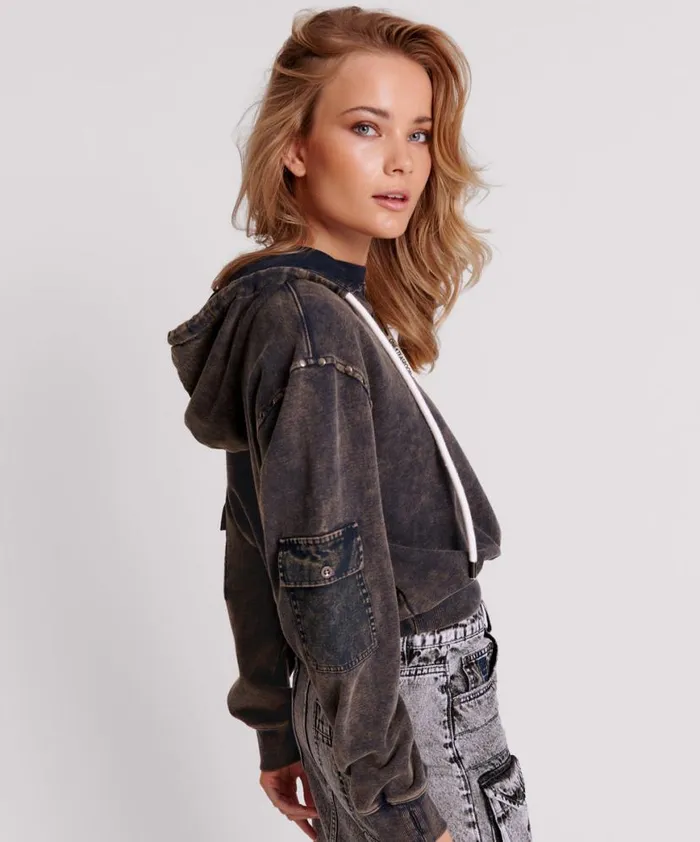 Women One Teaspoon Hoodies And Sweats OTS MIDNIGHT RUST CARGO STUDDED ADVENTURE HOODY Women One Teaspoon Hoodies And Sweats OTS MIDNIGHT RUST CARGO STUDDED ADVENTURE HOODY