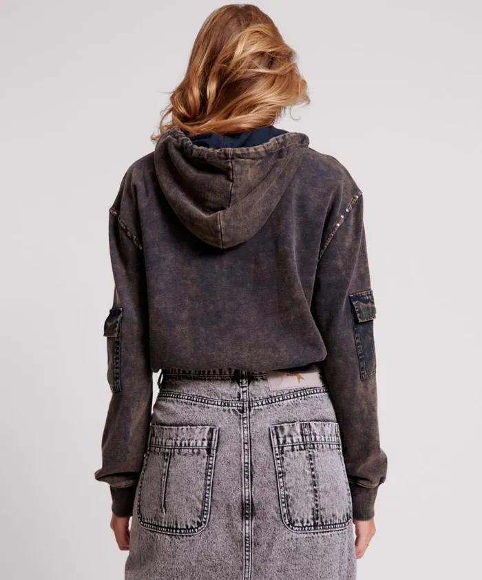 Women One Teaspoon Hoodies And Sweats OTS MIDNIGHT RUST CARGO STUDDED ADVENTURE HOODY Women One Teaspoon Hoodies And Sweats OTS MIDNIGHT RUST CARGO STUDDED ADVENTURE HOODY