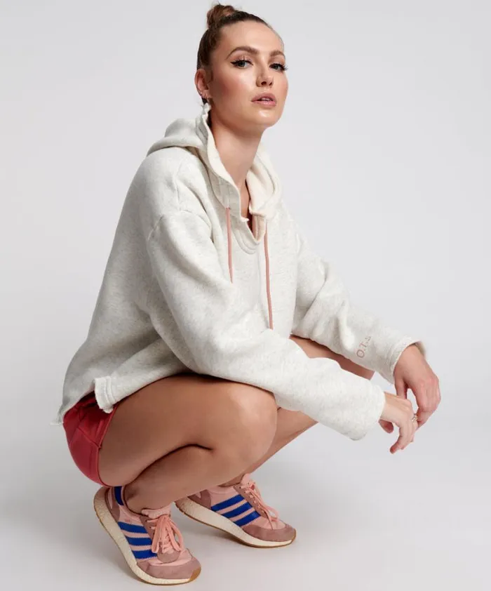 Women One Teaspoon Hoodies And Sweats OTS WHITE MARL VOYAGER HOODY