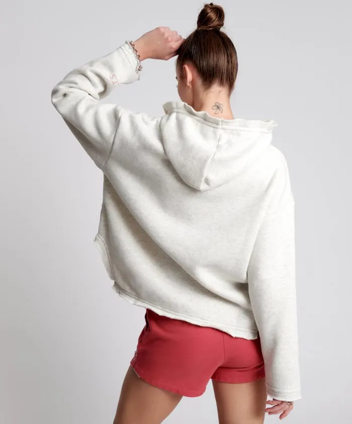Women One Teaspoon Hoodies And Sweats OTS WHITE MARL VOYAGER HOODY Women One Teaspoon Hoodies And Sweats OTS WHITE MARL VOYAGER HOODY