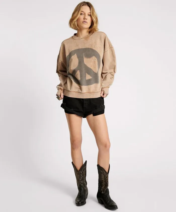 Women One Teaspoon Hoodies And Sweats PEACE RETRO SWEATER Women One Teaspoon Hoodies And Sweats PEACE RETRO SWEATER