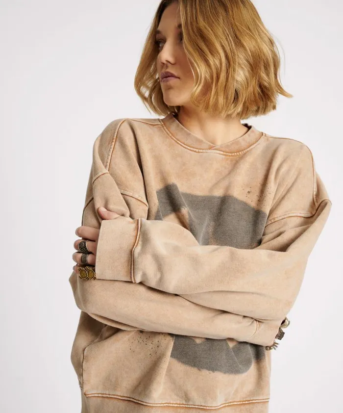 Women One Teaspoon Hoodies And Sweats PEACE RETRO SWEATER Women One Teaspoon Hoodies And Sweats PEACE RETRO SWEATER