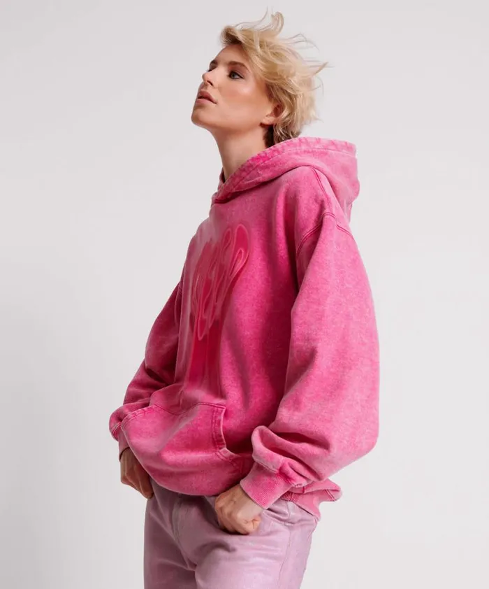 Women One Teaspoon Hoodies And Sweats PINK ACID SPEED LONGLINE HOODY Women One Teaspoon Hoodies And Sweats PINK ACID SPEED LONGLINE HOODY