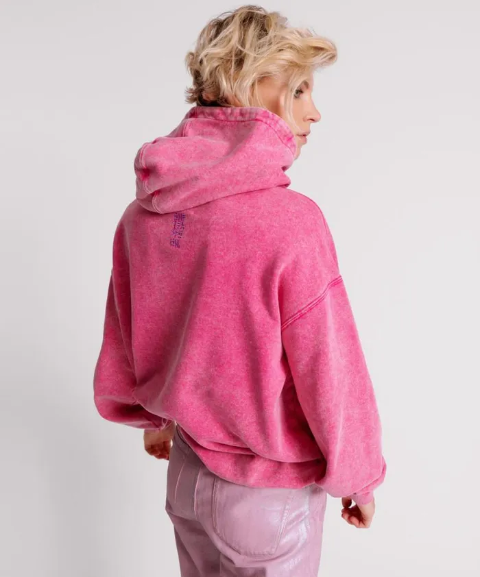 Women One Teaspoon Hoodies And Sweats PINK ACID SPEED LONGLINE HOODY Women One Teaspoon Hoodies And Sweats PINK ACID SPEED LONGLINE HOODY