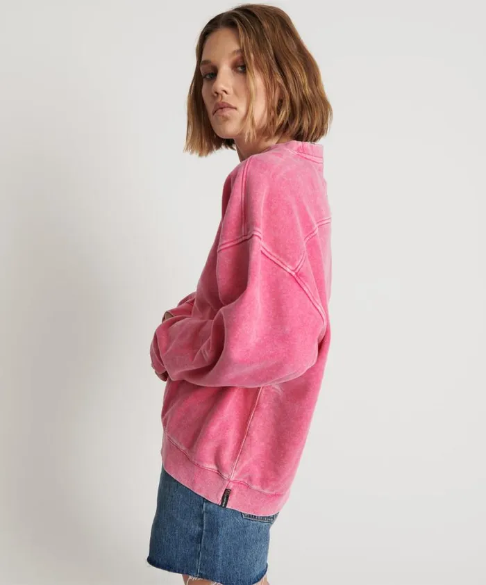 Women One Teaspoon Hoodies And Sweats PINK BOWER BIRD RETRO SWEATER Women One Teaspoon Hoodies And Sweats PINK BOWER BIRD RETRO SWEATER