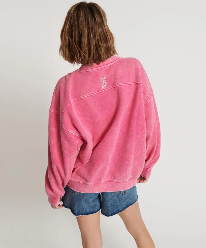 Women One Teaspoon Hoodies And Sweats PINK BOWER BIRD RETRO SWEATER Women One Teaspoon Hoodies And Sweats PINK BOWER BIRD RETRO SWEATER
