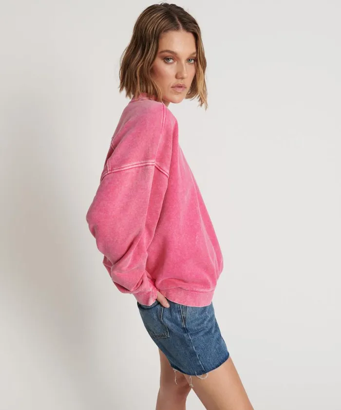 Women One Teaspoon Hoodies And Sweats PINK BOWER BIRD RETRO SWEATER Women One Teaspoon Hoodies And Sweats PINK BOWER BIRD RETRO SWEATER