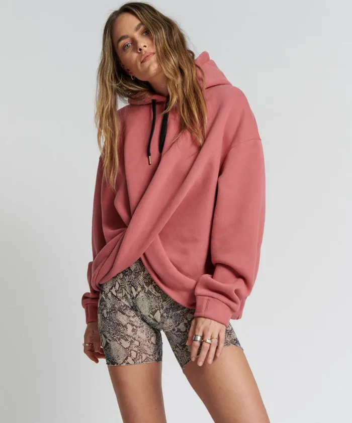 Women One Teaspoon Hoodies And Sweats RED VELVET LUXE TWISTED HOODY