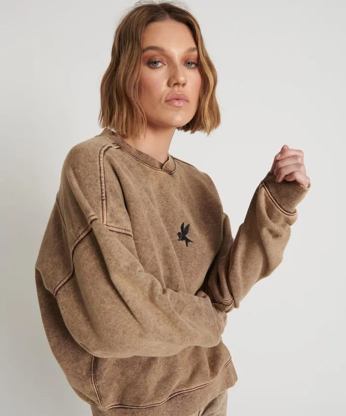 Women One Teaspoon Hoodies And Sweats RUST BOWER BIRD RETRO SWEATER Women One Teaspoon Hoodies And Sweats RUST BOWER BIRD RETRO SWEATER