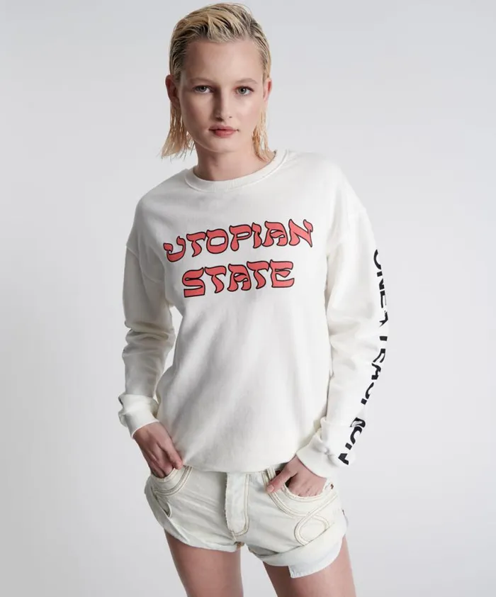 Women One Teaspoon Hoodies And Sweats UTOPIAN STATE LOGO SWEATER