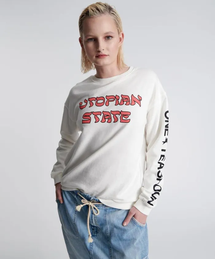 Women One Teaspoon Hoodies And Sweats UTOPIAN STATE LOGO SWEATER Women One Teaspoon Hoodies And Sweats UTOPIAN STATE LOGO SWEATER