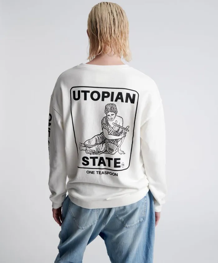 Women One Teaspoon Hoodies And Sweats UTOPIAN STATE LOGO SWEATER Women One Teaspoon Hoodies And Sweats UTOPIAN STATE LOGO SWEATER