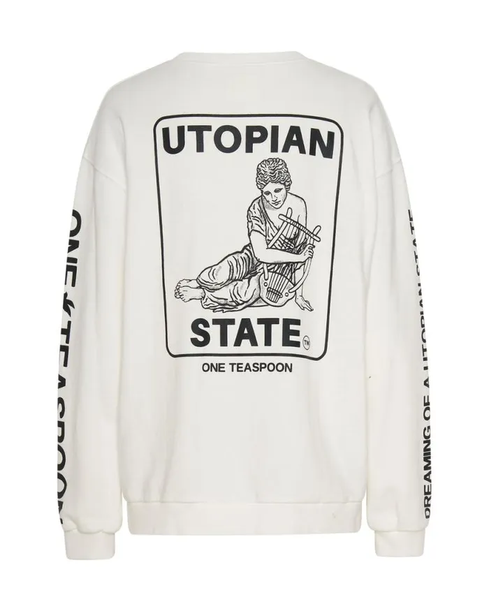 Women One Teaspoon Hoodies And Sweats UTOPIAN STATE LOGO SWEATER Women One Teaspoon Hoodies And Sweats UTOPIAN STATE LOGO SWEATER