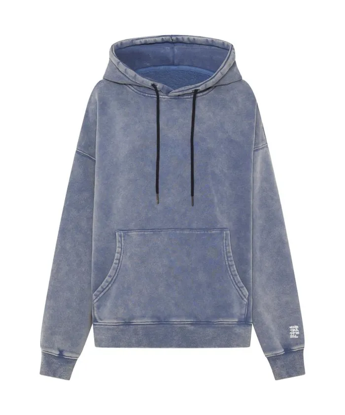Women One Teaspoon Hoodies And Sweats WASHED BLUE SMILEY BATWING HOODY Women One Teaspoon Hoodies And Sweats WASHED BLUE SMILEY BATWING HOODY