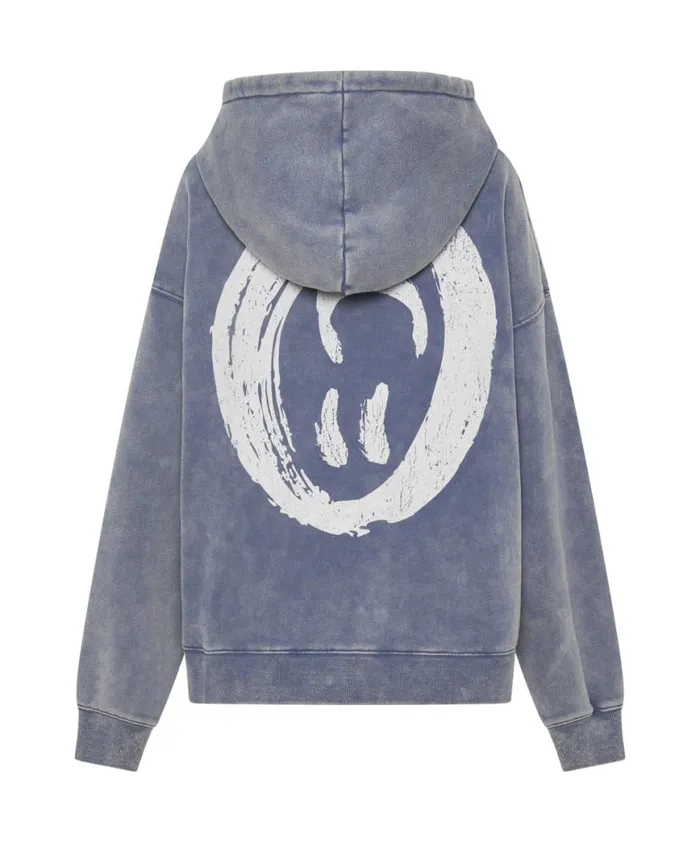 Women One Teaspoon Hoodies And Sweats WASHED BLUE SMILEY BATWING HOODY Women One Teaspoon Hoodies And Sweats WASHED BLUE SMILEY BATWING HOODY