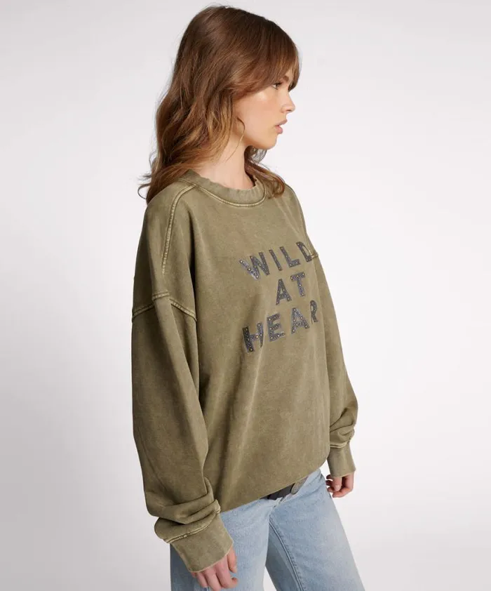 Women One Teaspoon Hoodies And Sweats WILD AT HEART STUDDED RETRO SWEATER Women One Teaspoon Hoodies And Sweats WILD AT HEART STUDDED RETRO SWEATER