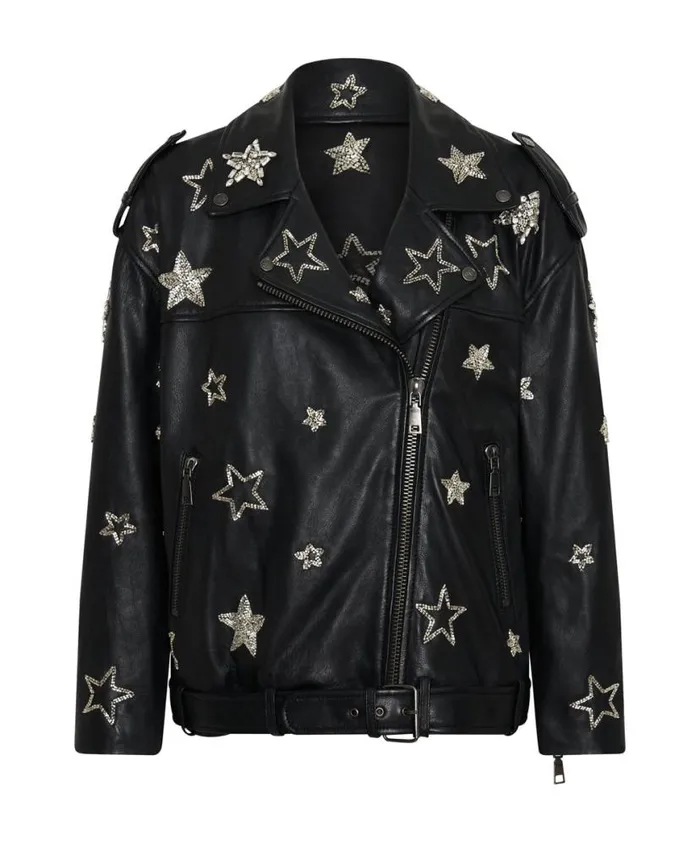Women One Teaspoon Jackets ALL STAR HAND EMBELLISHED LEATHER JACKET Women One Teaspoon Jackets ALL STAR HAND EMBELLISHED LEATHER JACKET