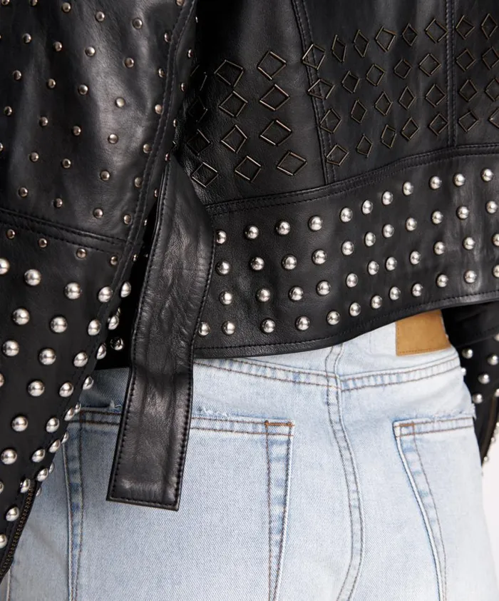 Women One Teaspoon Jackets BLACK DIAMOND STUDDED LEATHER JACKET Women One Teaspoon Jackets BLACK DIAMOND STUDDED LEATHER JACKET