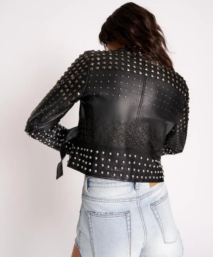 Women One Teaspoon Jackets BLACK DIAMOND STUDDED LEATHER JACKET Women One Teaspoon Jackets BLACK DIAMOND STUDDED LEATHER JACKET