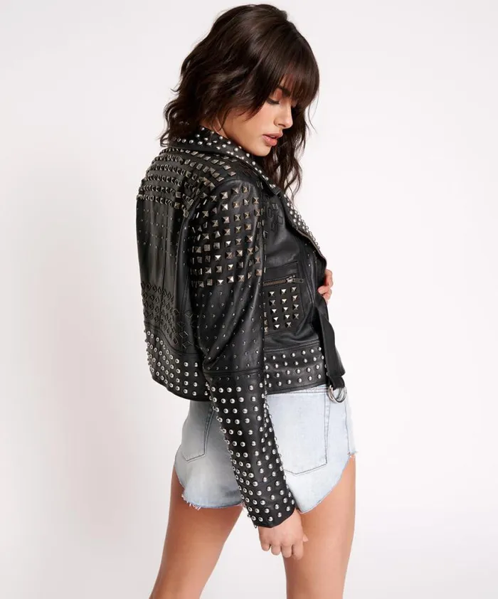 Women One Teaspoon Jackets BLACK DIAMOND STUDDED LEATHER JACKET Women One Teaspoon Jackets BLACK DIAMOND STUDDED LEATHER JACKET