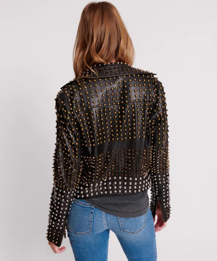 Women One Teaspoon Jackets BLACK HELLRAISER STUDDED CROP LEATHER MOTO JACKET Women One Teaspoon Jackets BLACK HELLRAISER STUDDED CROP LEATHER MOTO JACKET