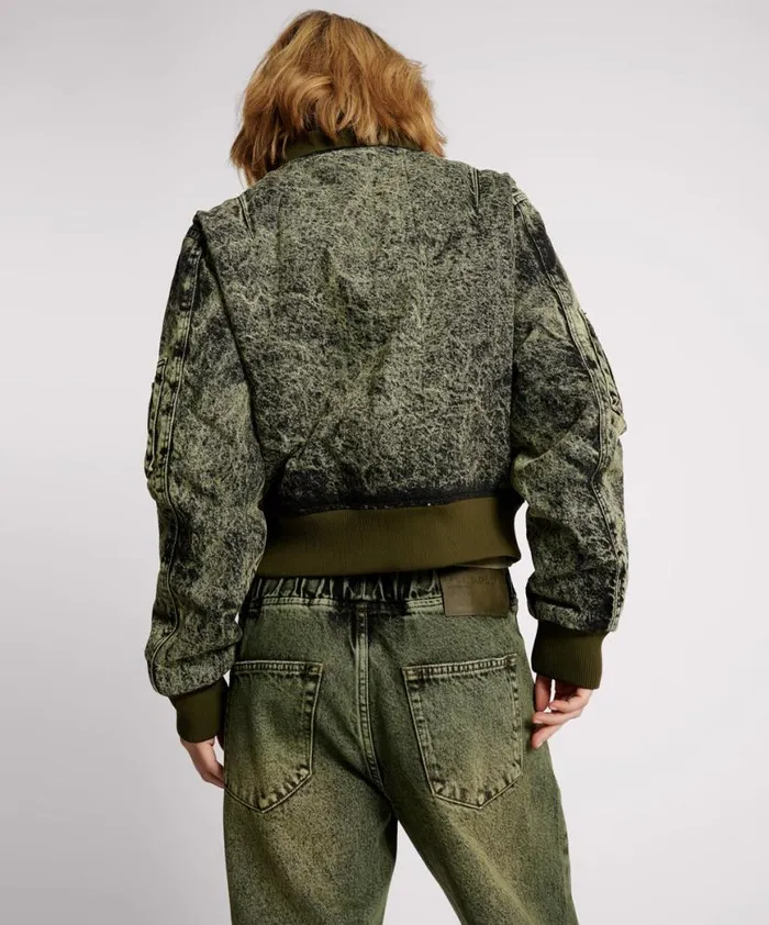 Women One Teaspoon Jackets BLACK KHAKI DENIM BOMBER JACKET Women One Teaspoon Jackets BLACK KHAKI DENIM BOMBER JACKET