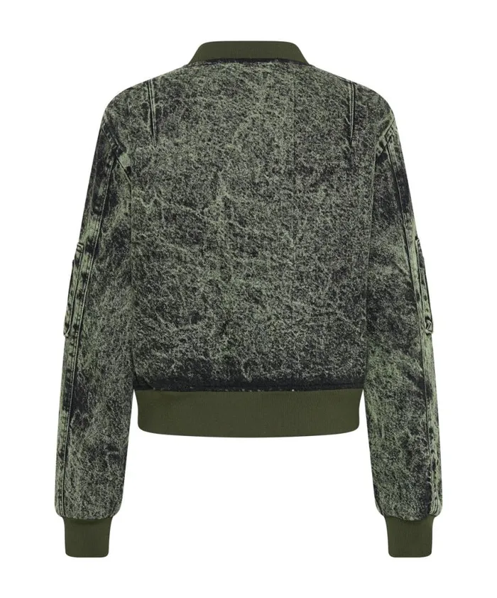 Women One Teaspoon Jackets BLACK KHAKI DENIM BOMBER JACKET Women One Teaspoon Jackets BLACK KHAKI DENIM BOMBER JACKET