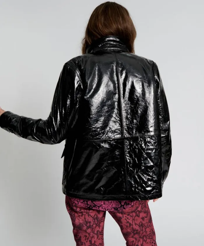 Women One Teaspoon Jackets BLACK OUT PATENT LEATHER JACKET Women One Teaspoon Jackets BLACK OUT PATENT LEATHER JACKET