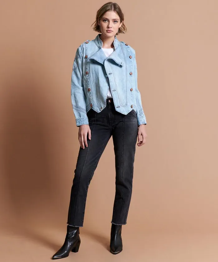 Women One Teaspoon Jackets BLUE HART MILITAIRE JACKET