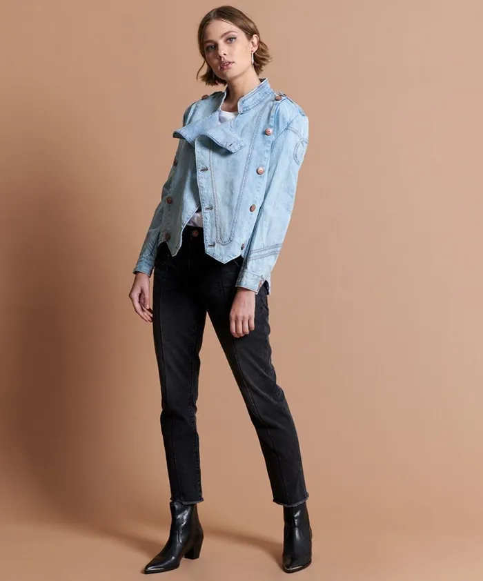 Women One Teaspoon Jackets BLUE HART MILITAIRE JACKET