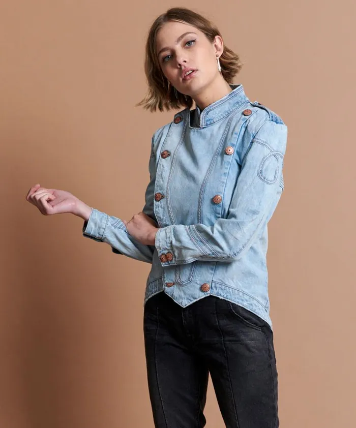 Women One Teaspoon Jackets BLUE HART MILITAIRE JACKET