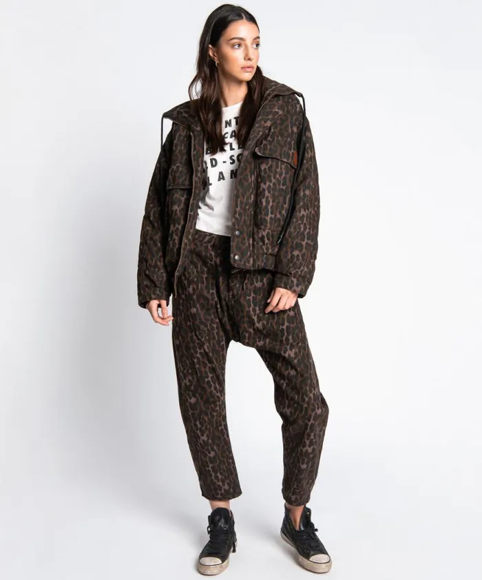 Women One Teaspoon Jackets BRONZE LEOPARD PUFFA JACKET Women One Teaspoon Jackets BRONZE LEOPARD PUFFA JACKET