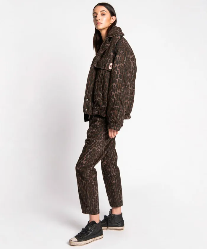 Women One Teaspoon Jackets BRONZE LEOPARD PUFFA JACKET Women One Teaspoon Jackets BRONZE LEOPARD PUFFA JACKET