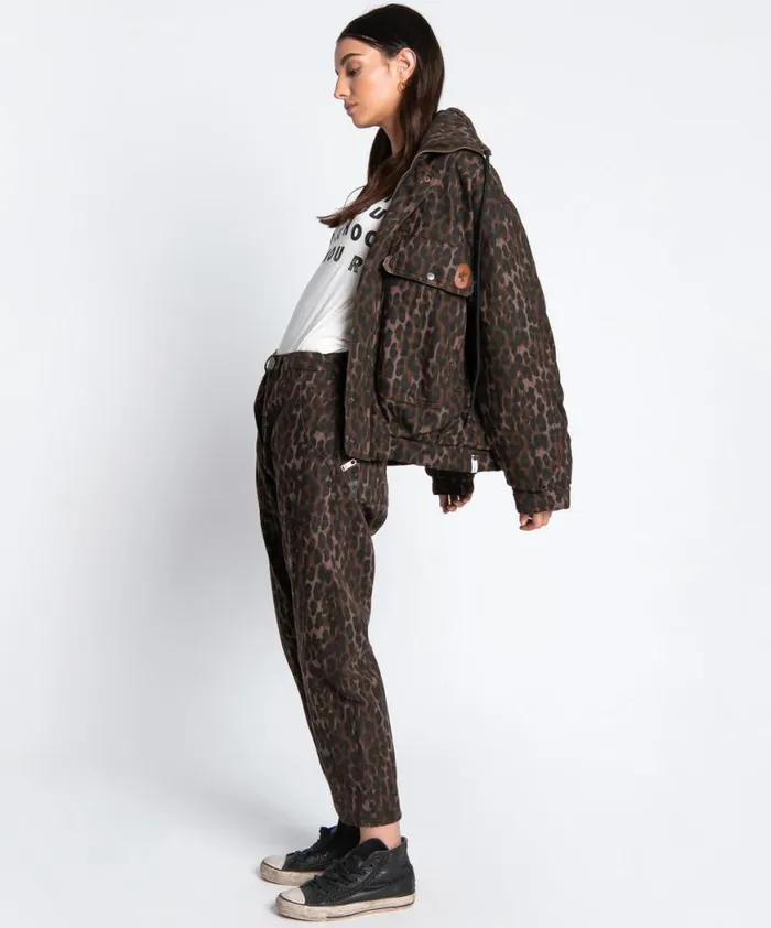 Women One Teaspoon Jackets BRONZE LEOPARD PUFFA JACKET Women One Teaspoon Jackets BRONZE LEOPARD PUFFA JACKET
