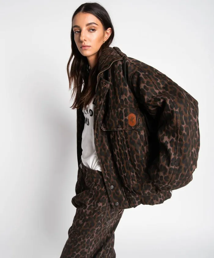 Women One Teaspoon Jackets BRONZE LEOPARD PUFFA JACKET Women One Teaspoon Jackets BRONZE LEOPARD PUFFA JACKET