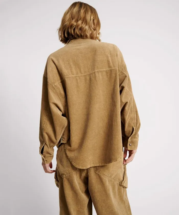 Women One Teaspoon Jackets CAMEL CORDRUOY STUDDED DARIA SHACKET Women One Teaspoon Jackets CAMEL CORDRUOY STUDDED DARIA SHACKET