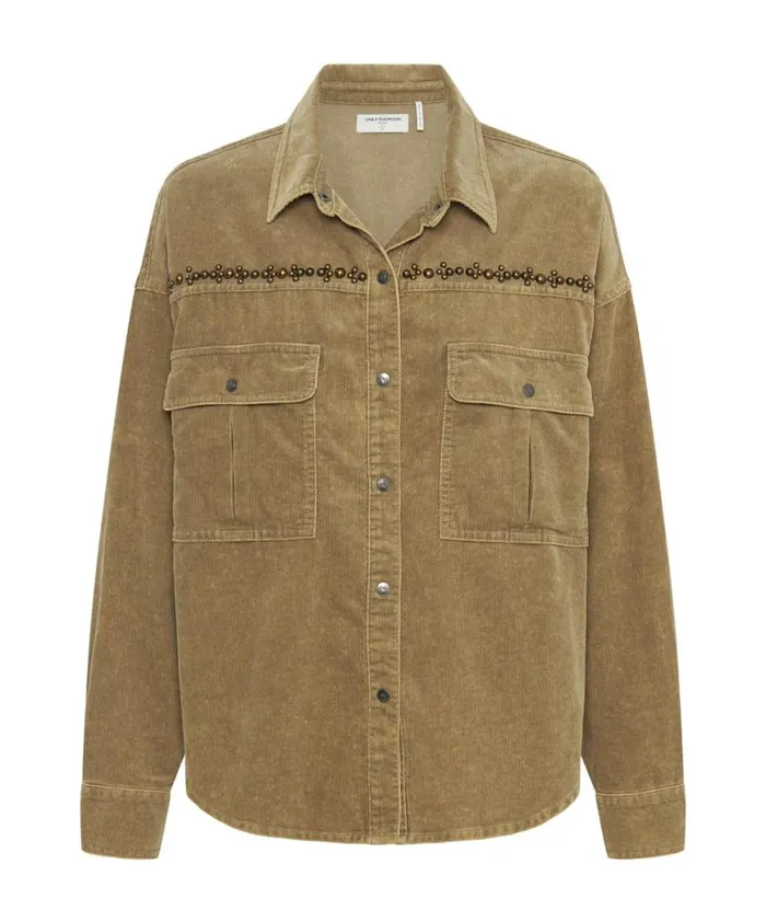 Women One Teaspoon Jackets CAMEL CORDRUOY STUDDED DARIA SHACKET Women One Teaspoon Jackets CAMEL CORDRUOY STUDDED DARIA SHACKET