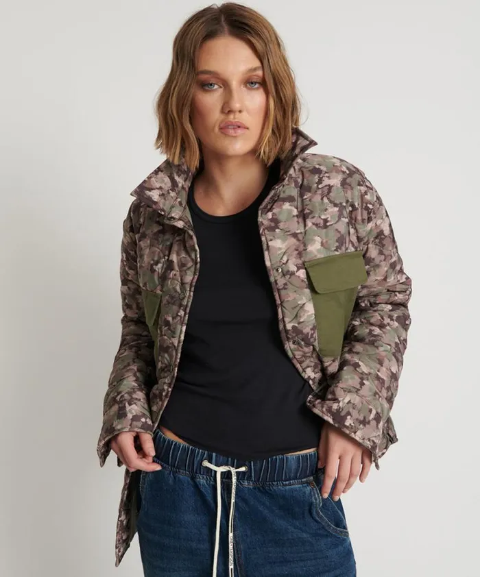 Women One Teaspoon Jackets CAMO QUILTED JACKET