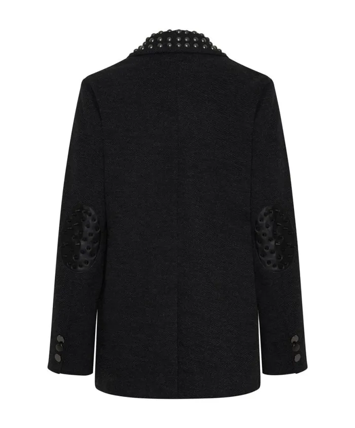 Women One Teaspoon Jackets CHARCOAL STUDDED BLAZER Women One Teaspoon Jackets CHARCOAL STUDDED BLAZER