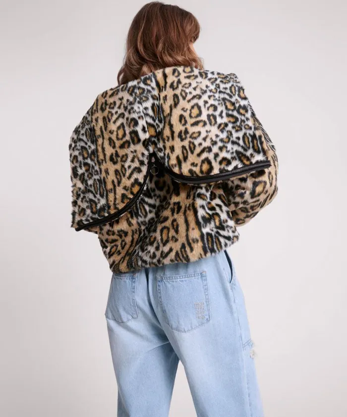 Women One Teaspoon Jackets FAUX LEOPARD SPLIT HOOD JACKET Women One Teaspoon Jackets FAUX LEOPARD SPLIT HOOD JACKET